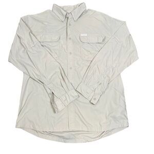 Columbia GRT Long Sleeve River Shirt Tan Vented Chest Pockets Men's Size Large